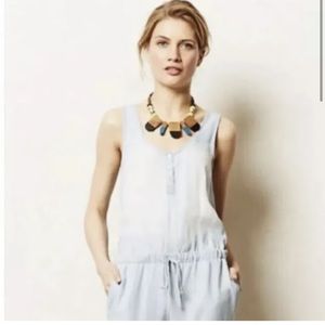 Cloth and Stone Blue Tencel Romper Anthropologie xs
